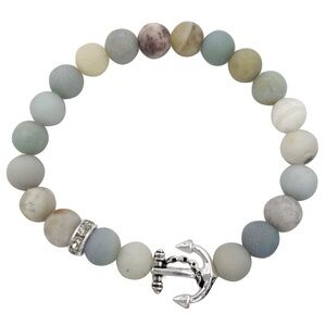 Anchor Charm Amazonite Stone Stretch Bracelet